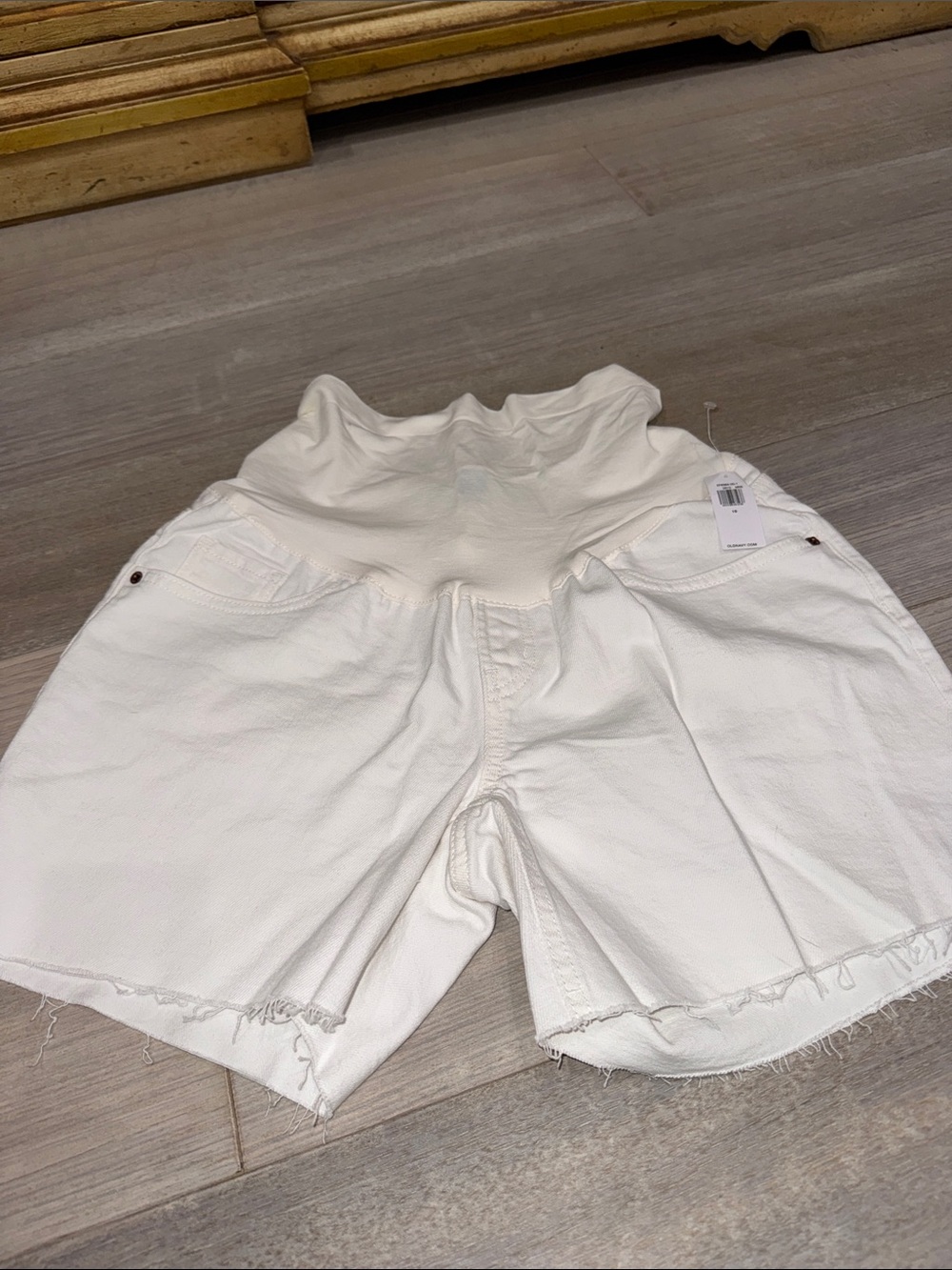 Old Navy White Maternity Denim Shorts with Stretch Panel